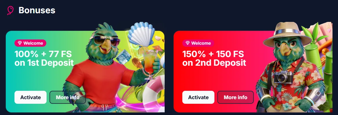 Bonos de bienvenida de Lukkly: 100% + 77 giros en el primer depósito y 150% + 150 giros en el segundo